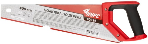 Ножовка по дереву, средний каленый зуб 7 ТPI, 2D заточка, пластиковая прорезиненная ручка 400 мм | код 40326 | FIT