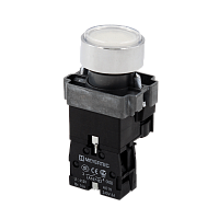 Кнопка плоская белая с подсветкой, 220V AC/DC, 1NO, IP67, металл MTB2-BWF3161 | код 132651 | MEYERTEC
