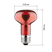 Инфракрасная лампа ИКЗК 230-60 R63 Е27 для обогрева животных 60 Вт Е27 | код Б0057281 | ЭРА