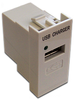 Модуль USB-зарядки, 1 порт, без выключателя, 1A/5V, 22.5x45, белый | код LAN-EZ45x22-1U/R2-WH | LANMASTER