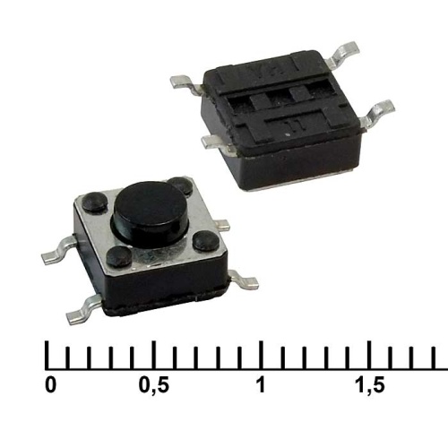Тактовая кнопка RUICHI IT-1102W, 6x6x4.3 мм, OFF-(ON), 50 мА, 12 В, 100 мОм | код 83348 | Ruichi