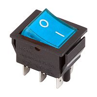 Выключатель клавишный 250V 15А (6с) ON-ON синий с подсветкой REXANT | код 36-2351 | REXANT