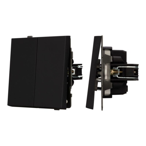 Механизм выключателя двухклавишный непроходной SWT-TENDO-MK02-SFPL-BK 230В 10А Arlight 054544