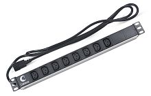 Cabeus PDU-8I-2IEC Блок розеток для 19 шкафов, горизонтальный, 8 розеток IEC 320 C13, 10 A, без выключателя, алюминиевый корпус, шнур 2 м, вилка IEC 320 C14 | код 7291c | Cabeus