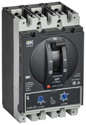 ARMAT Авт. выкл. лит. корпус 3P D 85кА 160А ТМ рег. IEK | код AR-MCCB-3D-085-0160A-ATUC | IEK