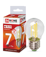 Лампа светодиодная LED-ШАР-deco 7Вт 230В Е27 6500К 630Лм прозрачная IN HOME | код 4690612036427 | IN HOME