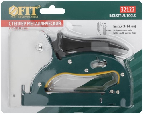 Степлер для узких скоб "тип 53" 4-14мм регулировка силы удара рессорный механизм металлич. корпус FIT 32122 фото 3