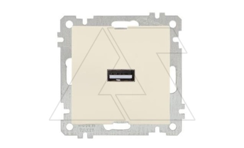 21 - Розетка 1xUSB Type A, сл.кость | код 2100-448-0102 | Mutlusan