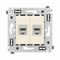 Компьютерная розетка RJ-45 без шторки в стену, кат.6 двойная экранированная, Avanti, Ванильная дымка | код 4405794 | DKC