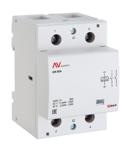 Контактор модульный КМ 63А 2NO+2NC 110VAC (3 мод.) AVERES EKF | код km-av-3-63-22-110V | EKF