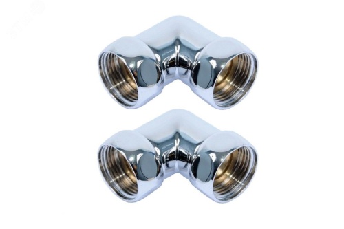 Комплект соединений для полотенцесушителя угловой гайка/гайка 1'х1' золотой хром | код 4627201604828 | ДВИН