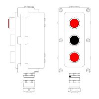 Взрывонепроницаемый пост управления из алюминия LCSD-03-B-MC-L1R(220)x1-P1B(11)x1-P1R(11)x1-PCMB-KAEPM3MHK-20 / 1Ex d IIB T5 Gb / Ex | код LCSD21000130 | DKC