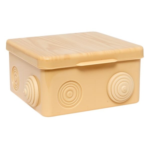 Коробка распаячная КМР-030-014 с крышкой (100х100х55), 8 мембранных вводов светлое дерево IP54 PROxima | код plc-kmr-030-014-s | EKF фото 2