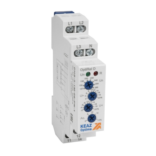 Реле контроля фаз OptiRel D PHS-3-1M-06-PN-1 повышенного/пониженного настр асимметрии 3Ф+N 1СО | код 331987 | КЭАЗ