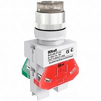 Выключатель кнопочный ВК-22 22 мм? 220В, IP54 белый | код. 25068DEK | DEKraft