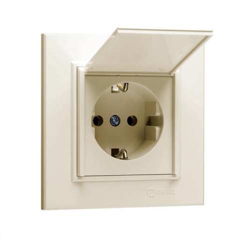 Розетка с/з и крышкой СП Karea 16А IP20 крем. Makel 56010029