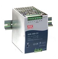 Источник питания AC-DC, 480Вт, вход 90…264V AC, 47…63Гц /127…370В DC, выход 24В/20A, рег. вых 24...28В, изоляция 3000В AC, в кожухе на DIN-рейку 85,5х125,2х128,5мм, -25…+70С | код SDR-480-24 | MeanWell