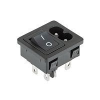 Выключатель клавишный 250 V 6 А (4с) ON-OFF черный с штекером C8 2PIN REXANT | код 36-2284 | REXANT