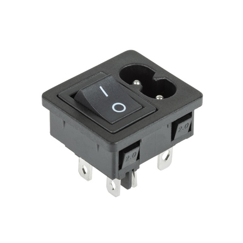 Выключатель клавишный 250 V 6 А (4с) ON-OFF черный с штекером C8 2PIN REXANT | код 36-2284 | REXANT