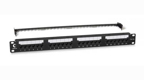 Cabeus PL2-24-Cat.5e-Dual IDC Патч-панель 19 (1U), 24 порта RJ-45, категория 5e, Dual IDC, с задним кабельным организатором, new | код 10588c | Cabeus