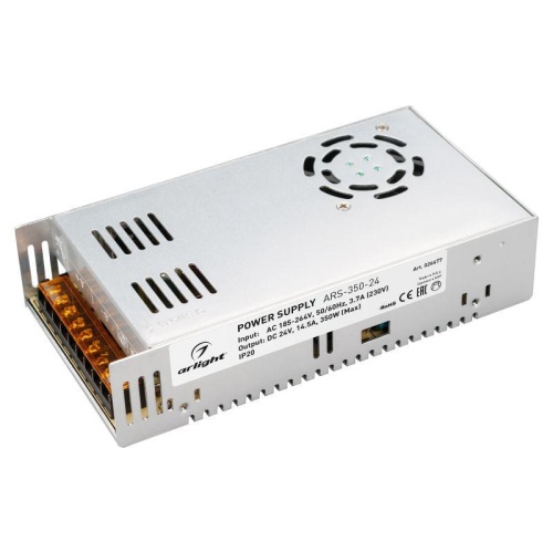 Блок питания ARS-350-24 (24V, 14.5A, 350W) (ARL, IP20 Сетка, 2 года) | код 26677 | Arlight