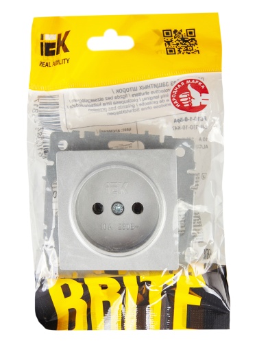 BRITE Розетка 1-местная без заземления без защитных шторок 10А РС10-1-0-БрА алюминий | код BR-R10-10-K47 | IEK фото 7