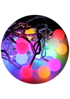 Гирлянда светодиодная 100LED Шарики 2.5см провод 13м IP44 удлинение до 4шт. мигание мультиколор | код KOC_GIR100BallRGB_IP | КОСМОС