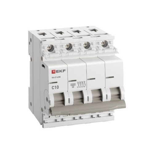 Автоматический выключатель 4P 10А (C) 6кА ВА 47-63N EKF PROxima | код M636410C | EKF фото 5