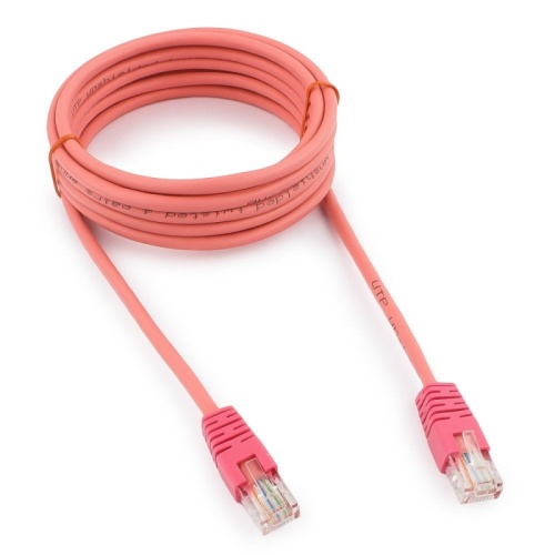 Патч-корд UTP Cablexpert PP12-3M/RO кат.5e, 3м, литой, многожильный (розовый) | код PP12-3M/RO | Cablexpert
