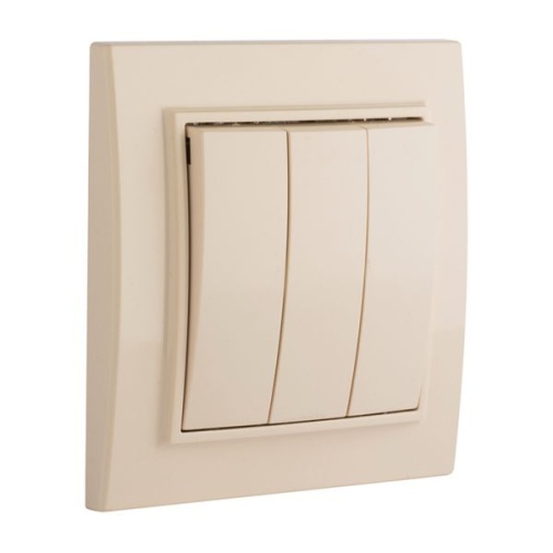 Выключатель 3-кл, СП 10А бежевый Минск | код ERV10-024-20 | EKF фото 5