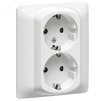 Galea Life Розетка с заземлением 2х2К+З со шторками белый PRO21 немецкий стандарт | код 771031 | Legrand