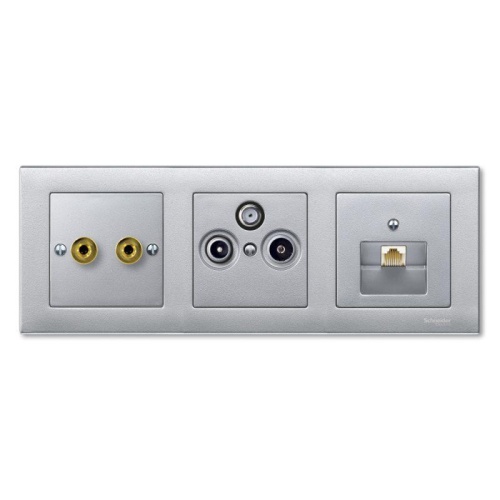 Плата Merten центральная TV/FM х2 х3 алюм. | код MTN297560 | Schneider Electric