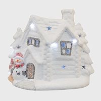 Керамическая фигурка Домик со снеговиком 26.2х9.5х23.3 см | код 505-007 | NEON-NIGHT