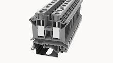 PC10-01P-11-00Z(H) Клеммный блок (клеммник) проходной винт. (латун. заж.), на DIN-рельс TS-35/TS-32, сеч. пров. 20-6AWG/ до 10.0 кв.мм, до 600В/65А, Hобщ. = 46 мм, серый изол., шир. 10.2 мм | код 11010000001 | DEGSON