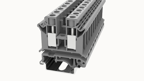PC10-01P-11-00Z(H) Клеммный блок (клеммник) проходной винт. (латун. заж.), на DIN-рельс TS-35/TS-32, сеч. пров. 20-6AWG/ до 10.0 кв.мм, до 600В/65А, Hобщ. = 46 мм, серый изол., шир. 10.2 мм | код 11010000001 | DEGSON
