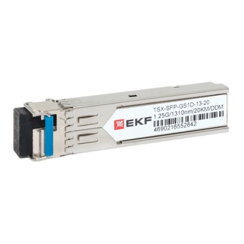 SFP модуль 1,25 Гбит одинарное одномодовое оптоволокно передача 1310нм дальность 20км TSX EKF | код TSX-SFP-GS1D-13-20 | EKF