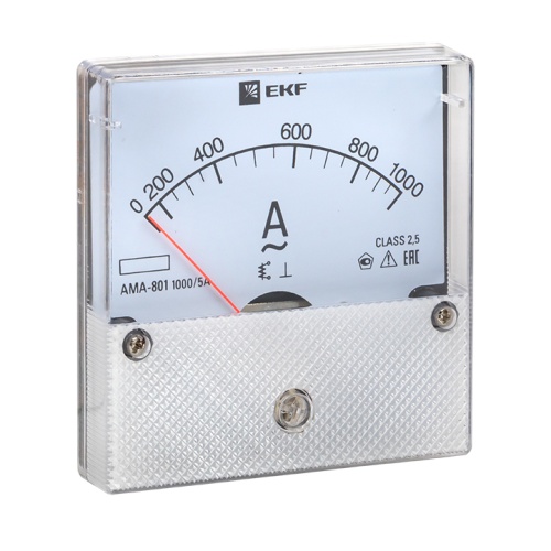 Амперметр AMA-801 аналоговый на панель (80х80) круглый вырез 1000А трансф, подкл, | код ama-801-1000 | EKF Амперметр AMA-801 аналоговый на панель (80х80) круглый вырез 1000А трансф, подкл, | код ama-801-1000 | EKF