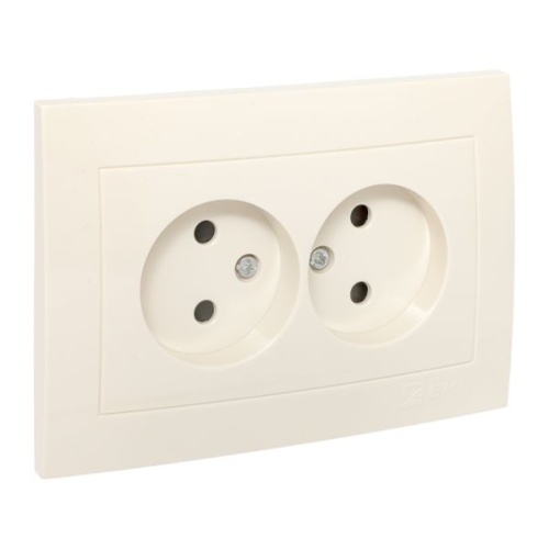 Валенсия розетка 2-местная б/з 10А кремовая с защ, штор, PROxima | код EWR10-102-20 | EKF фото 3