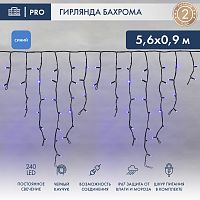 Гирлянда Айсикл (бахрома) светодиодный, 5,6 х 0,9 м, черный провод КАУЧУК , 230 В, диоды синие, 240 LED NEON-NIGHT | код 255-243 | NEON-NIGHT