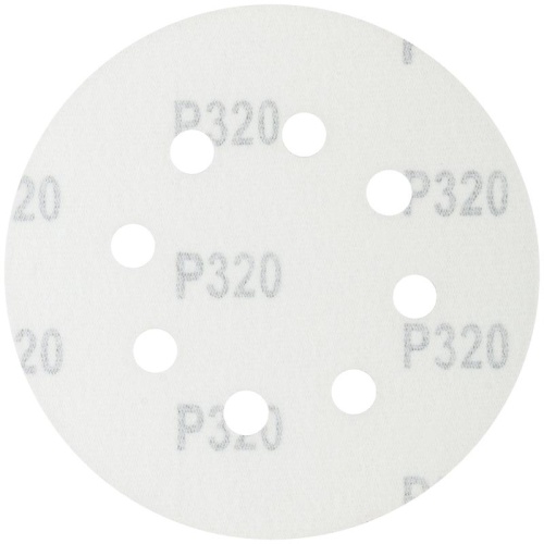 Круги шлифовальные с отверстиями (липучка), алюминий-оксидные, 125 мм, 5 шт. Р 320 | код 39840М | FIT