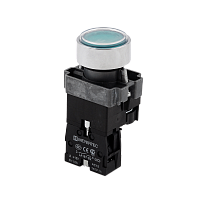 Кнопка плоская зеленая с подсветкой, 220V AC/DC, 1NO, IP67, металл MTB2-BWF3361 | код 132652 | MEYERTEC
