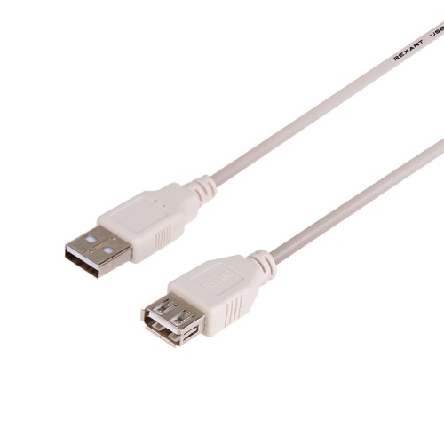 Кабель USB (шт. USB A - гн. USB A) 3 метра, серый REXANT | код 18-1116 | REXANT