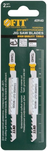 Полотна по дереву, HCS, разведенные, шлифованные зубья 100/74/4.2 мм (T244D), 2 шт | код 40940 | FIT фото 3