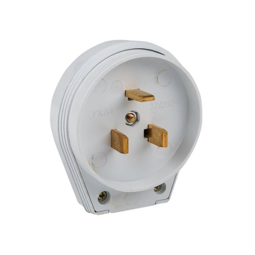 Вилка для разъема РШ-ВШ 32А 250В 2P+PE пластиковая бел, | код AS-250-B-01 | EKF фото 2