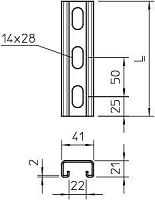 Профиль С-образный 41х21 L3000 MS4121P3000FS (BPM2130) OBO 1122920
