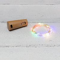 Гирлянда домашняя Роса с пробкой 2 м, 20 LED, цвет свечения мультиколор, 3хLR44 в комплекте | код 302-029 | Neon-Night