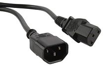 Кабель питания монитор-компьютер IEC 320 C13 - IEC 320 C14 (3x1.0) 10A прямая вилка 10м цвет черный, Hyperline PWC-IEC13-IEC14-10-BK | код 43794| Hyperline