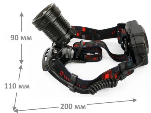 Фонарь аккумуляторный налобный E1335 2LED 4Вт фокус 4 режима аккум. 3.7В метал. черн. (бокс) Ultraflash 13905 фото 10