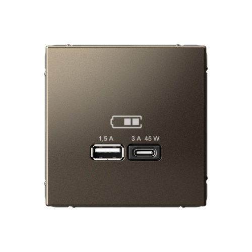 ARTGALLERY USB РОЗЕТКА A + тип-C 45Вт высокоскор.заряд. QC, PD, механизм, МОККО | код GAL000629 | Systeme Electric