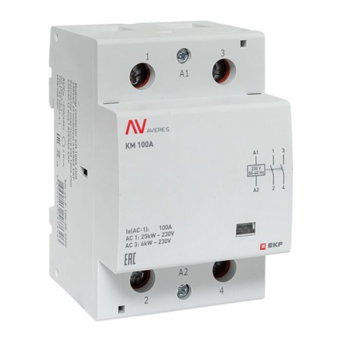 Контактор модульный КМ 100А 2NО 230VAC (3 мод.) AVERES EKF | код km-av-3-100-20-230V | EKF
